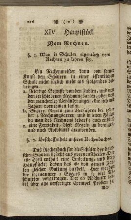 XIV. Hauptstück. Vom Rechnen.