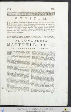 De Concordia Matthei Et Lucae In Genealogia Christi.