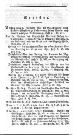 Register über die Verhandlungen der Kammer der Standesherren 1830