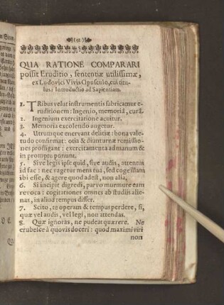 Qua Ratione Comparari possit Eruditio, sententiae utilissimae, ex [...]