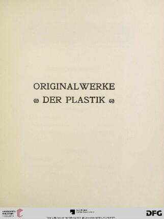 Originalwerke der Plastik (Nr. 25-37)