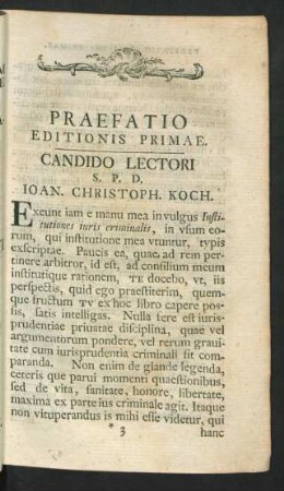Praefatio Editionis Primae