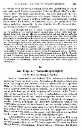 463-470, Zur Frage der Verhandlungsfähigkeit