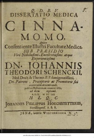 Dissertatio Medica De Cinnamomo
