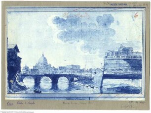 Tiberansicht mit Engelsbrücke, Engelsburg, Sankt Peter und Ospedale di Santo Spirito
