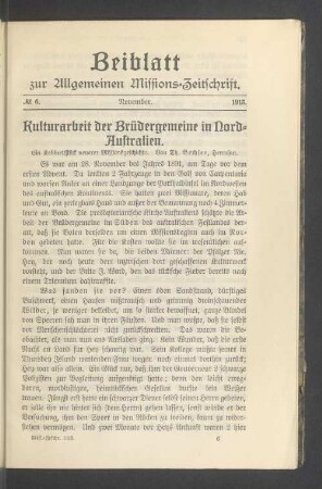 Beiblatt N° 6. November. 1913