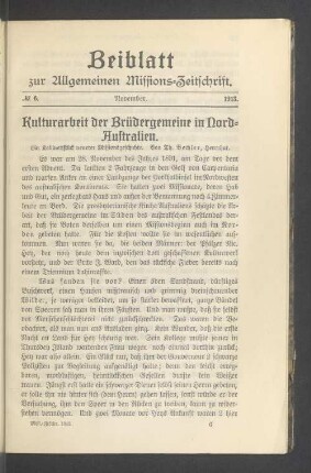 Beiblatt N° 6. November. 1913