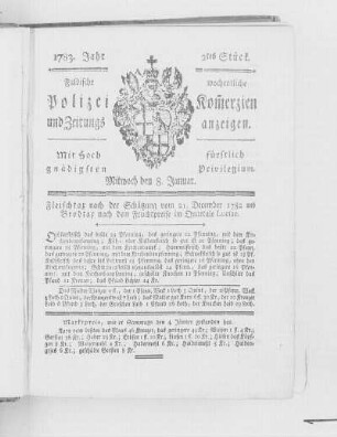 2tes Stück., Ausgabe vom 8. Januar 1783