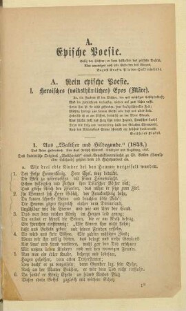 I. Heroisches (volkstümliches) Epos (Märe)