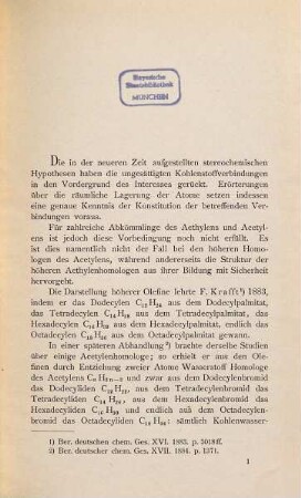 Ueber die Isomerisation höherer Homologen des Aethylens und Acetylens : Bern, Phil. Diss.