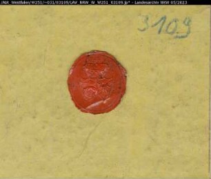 Siegler: Überlieferungsart: Stoff: Lack Farbe: schwarz Form: oval. Durchmesser: 20 mm Art: Typ: Umschrift: