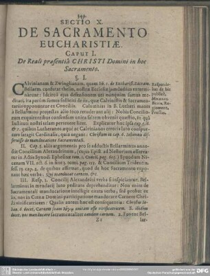 Sectio X. De Sacramento Eucharistiae