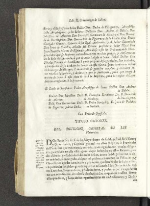 Titulo Catorze. Del Defensor general de los Naturales.