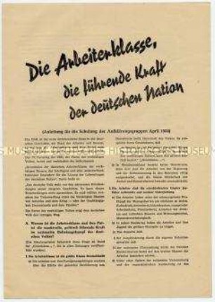 Anleitung für Propagandisten der Nationalen Front über die führende Rolle der Arbeiterklasse