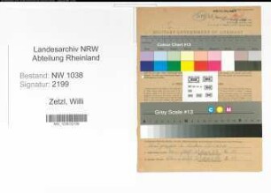 Entnazifizierung Willi Zetzl , geb. 13.12.1907 (Bergmann)
