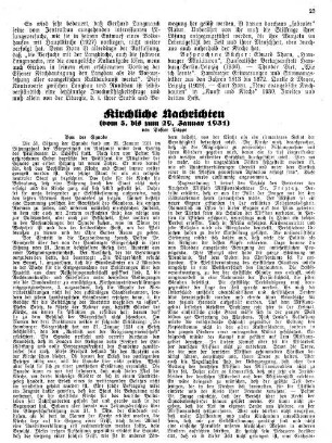 Kirchliche Nachrichten : vom 5. bis zum 29. Januar 1931
