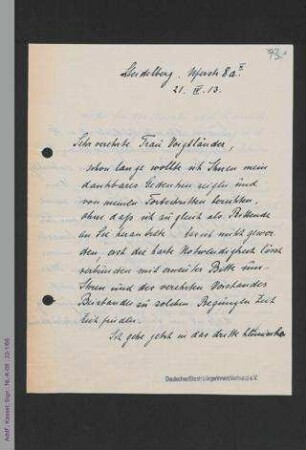 Brief von B. Erdmann an Pauline Voigtländer