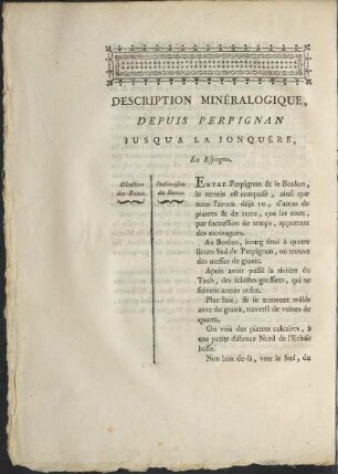 Description Minéralogique, Depuis Perpignan Jusqu'a La Jonquère, En Espagne.