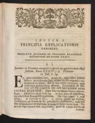 Sectio I. Principia Explicationis Exhibes.