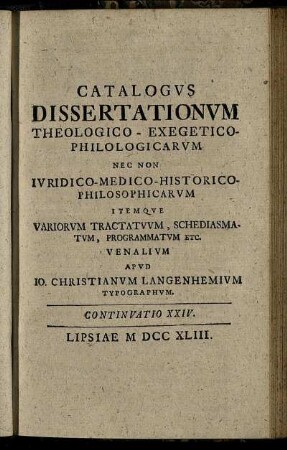 Continuatio XIV. Lipsiae M DCC XLIII.