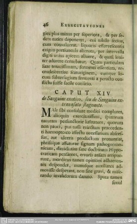Caput XIV de Sanguine exotico, seu de Sanguine extravasato stagnante