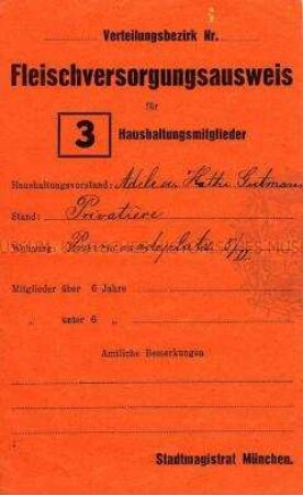 Bezugsausweis für Fleischwaren