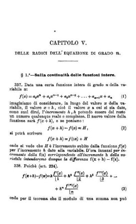 Capitolo V. Delle radici dell'equazione di grado n.