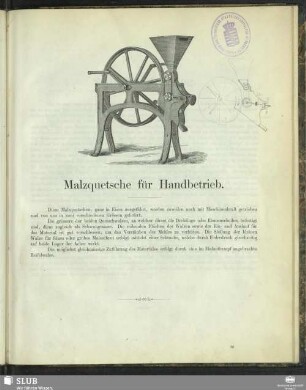 Malzquetsche für Handbetrieb