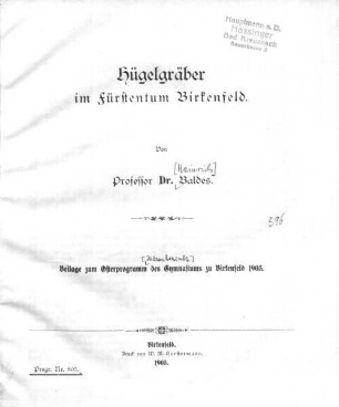 Hügelgräber im Fürstentum Birkenfeld