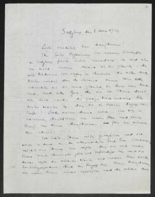 Brief von Joseph Chapiro an Margarete Hauptmann