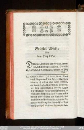Sechster Absatz, Von dem Coup d'Oeil.