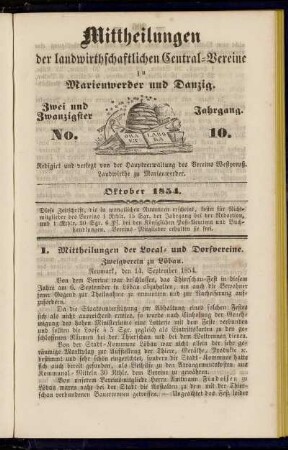 Zwei und Zwanzigster Jahrgang. No. 10.