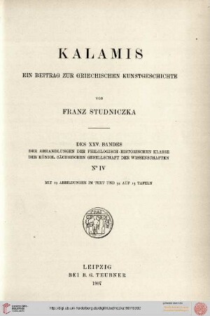 Kalamis : Ein Beitrag zur griechischen Kunstgeschichte