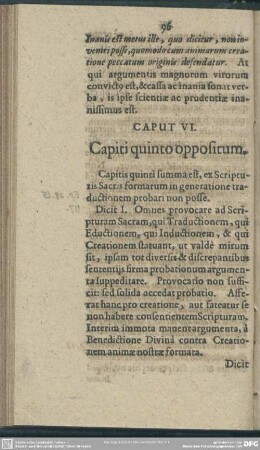 Caput VI. Capiti quinto oppositum