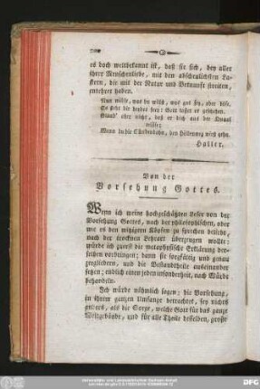 Von der Vorsehung Gottes.