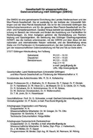 Gesellschaft für wissenschaftliche Datenverarbeitung mbH Göttingen (GWDG)