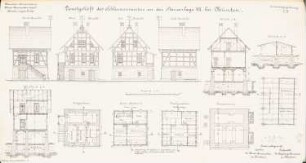 Dienstgehöft des Schleusenmeisters an der Stauanlage VII, Hann. Münden: Ansichten, Grundrisse EG, OG, DG, Fundament, Schnitte 1:100