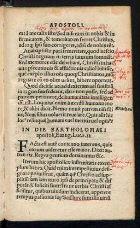 In Die Bartholomaei apostoli ...