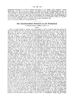 Der heimatkundliche Unterricht in der Volksschule : (Schluß)