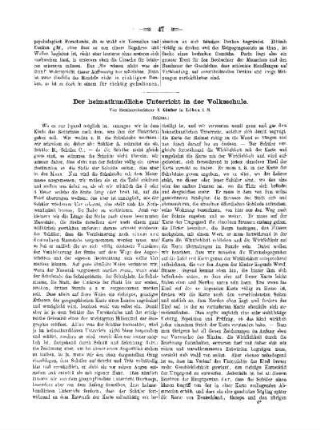 Der heimatkundliche Unterricht in der Volksschule : (Schluß)