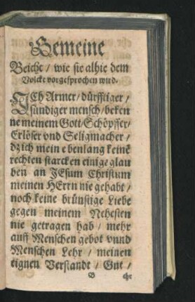 Gemeine Beicht/ wie sie alhie dem Volcke vorgesprochen wird.