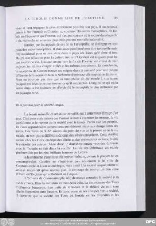 II) la passion pour la société turque.