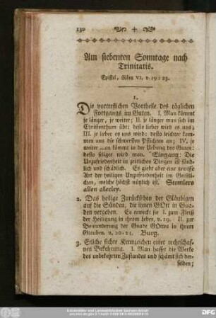 Am siebenten Sonntage nach Trinitatis. Epistel, Röm VI. v. 19 - 23.