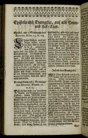Episteln und Evangelia, auf Sonn- und Fest-Tage.