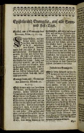 Episteln und Evangelia, auf Sonn- und Fest-Tage.