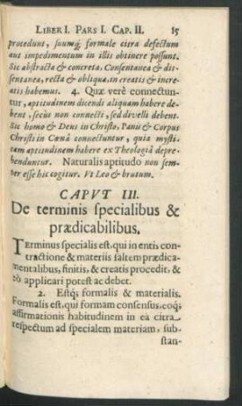 Caput III. De terminis specialibus & praedicabilibus.