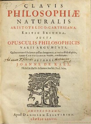 Clavis Philosophiæ Naturalis Aristotelico-Cartesiana
