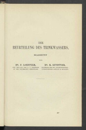 Die Beurteilung des Trinkwassers