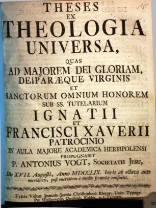 Theses Ex Theologia Universa