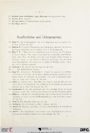 Kupferstiche und Lithographien (Nr. 279-294)